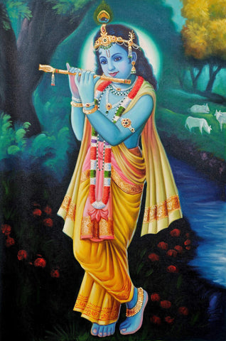 Lord Krishna - Canvas Prints by Sina Irani