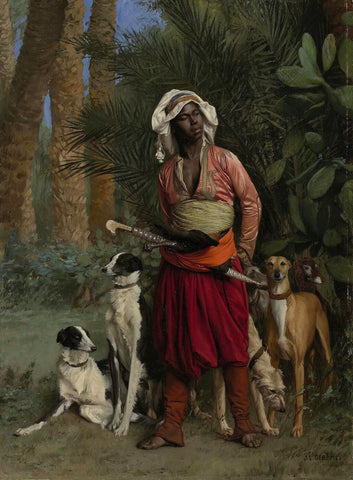 The Negro Master of the Hounds - Jean Leon Gerome - Framed Prints by Jean Leon Gerome