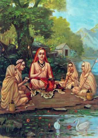 Shrimad Guru Adi Shankaracharya - Raja Ravi Varma Oleograph Print - Indian Masters Painting - Canvas Prints by Raja Ravi Varma