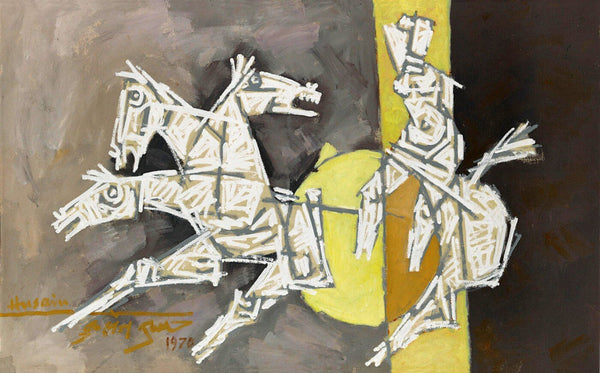 Three Horses - M F Hussain - Large Art Prints