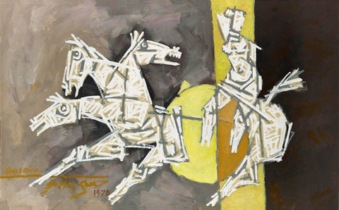 Three Horses - M F Hussain - Art Prints