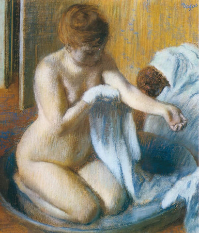 After the Bath, Woman In A Tub - Posters by Edgar Degas