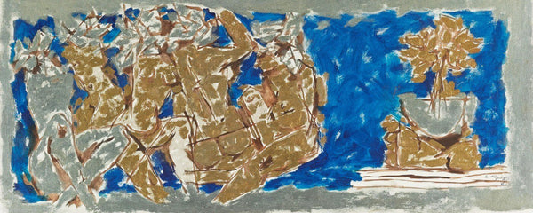 Folks - Blue And Brown - M F Husain - Life Size Posters
