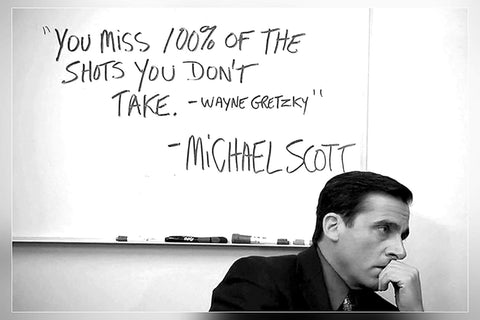 You Miss 100% Of The Shots - Michael Scott Quote - The Office TV Show - Steve Carell - Art Prints by Tallenge Store