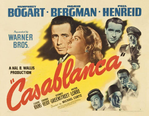 Casablanca – Humphrey Bogart And Ingrid Bergman, – Hollywood Classic English Movie Poster - Posters by Classics