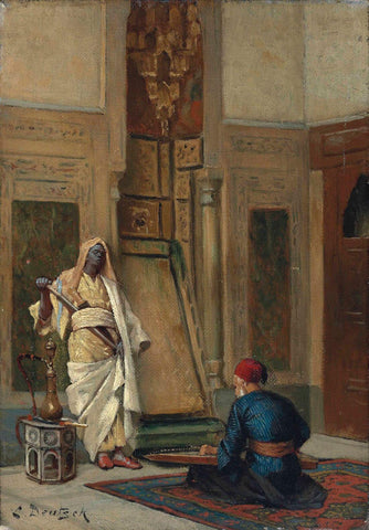 A Musician And  A Guardsman - Ludwig Deutsch - Orientalism Art Painting - Framed Prints