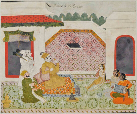 A Nawab Entertained - Murshidabad, Provincial Mughal School, Late 18Th Century - Vintage Indian Miniature Art Painting - Large Art Prints by Miniature Vintage