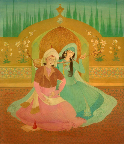 In The Realm Of Hafez - Abdur Rahman Chugtai - Framed Prints by Abdur Rahman Chughtai