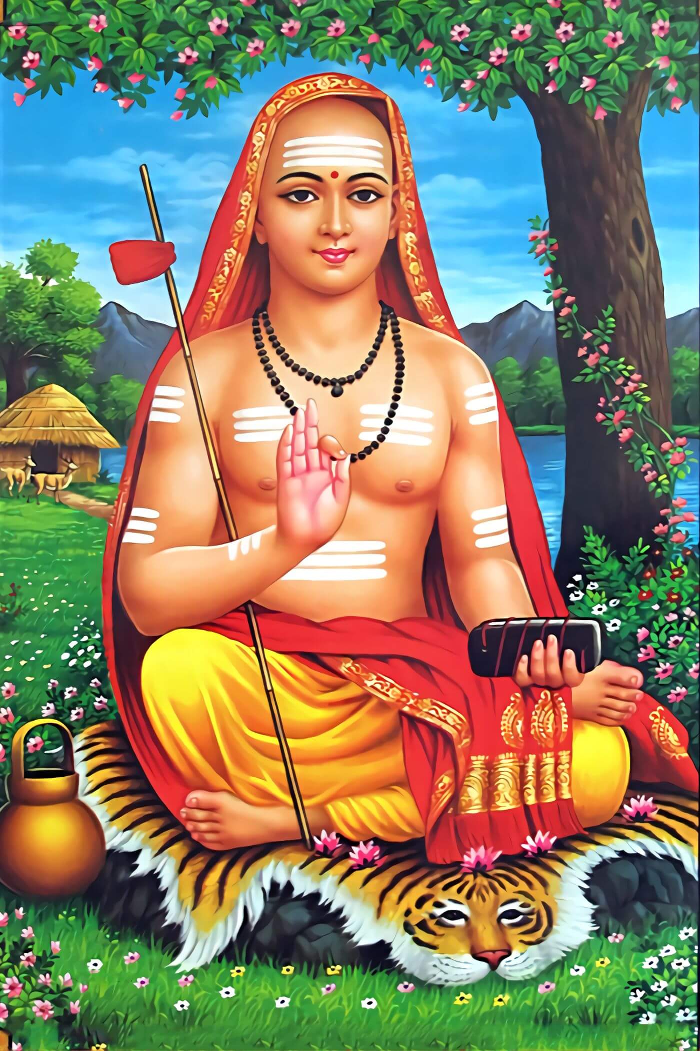 Adi Guru Shankaracharya Taking Sanyasam Indian Painting