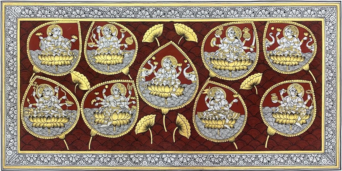 Vishnu Bhagwan With Ashtalakshmi Beautiful Sparkle Print Photo in Artwork  Golden Frame 11 X 14 Inchor27.94 X 35.56 Cm Housewarming Gifts - Etsy