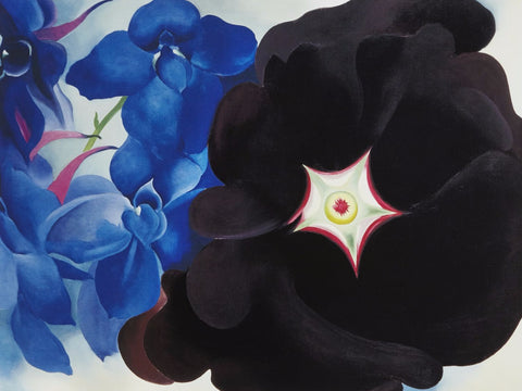 Black Hollyhock Blue Larkspur - Large Art Prints by Georgia OKeeffe