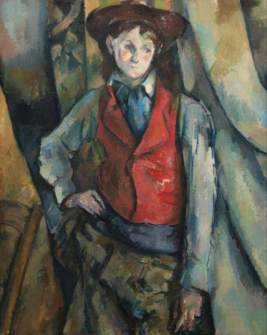 Boy in a Red Waistcoat - Large Art Prints by Paul Cézanne