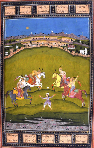 Indian Miniature Paintings - Rajput painting - Chand Bibi Playing Polo - Life Size Posters by Kritanta Vala