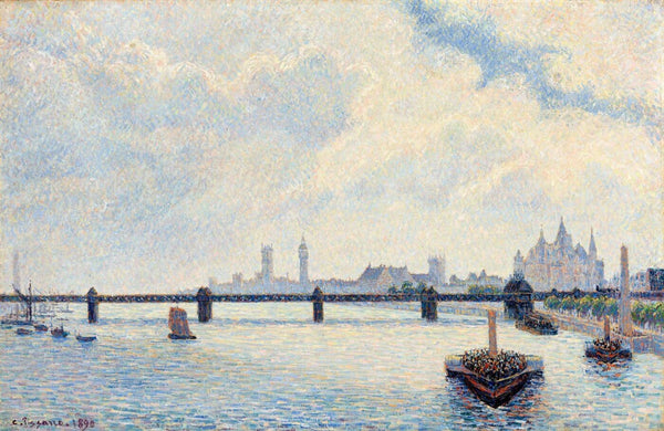 Charing Cross Bridge London 1890 - Camille Pissarro - London Photo and Painting Collection - Framed Prints