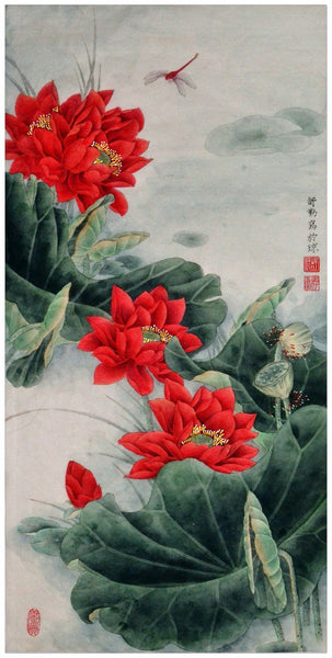 Chinese Gongbi Painting - Water Lilies - Life Size Posters