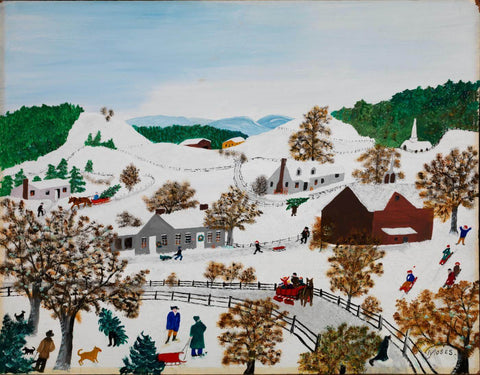 Christmas - Grandma Moses (Anna Mary Robertson) - Folk Art Painting - Posters