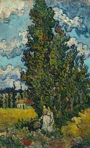 Cypresses and Two Women - Life Size Posters by Vincent Van Gogh