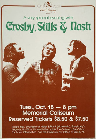 Crosby Stills and Nash - Portland Memorial Coliseum - Music Concert Poster - Life Size Posters by Tallenge Store