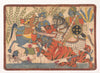 Indian Miniature Art - Mysore Painting - Harishchandra And His Minister Killing A Tiger - Canvas Prints