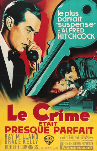 Dial M For Murder (French Release) - Alfred Hitchcock - Classic Hollywood Suspense Movie Vintage Poster - Framed Prints