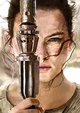 Digital Painting - Rey from Star Wars VII The Force Awakens - Hollywood Collection - Framed Prints by Joel Jerry