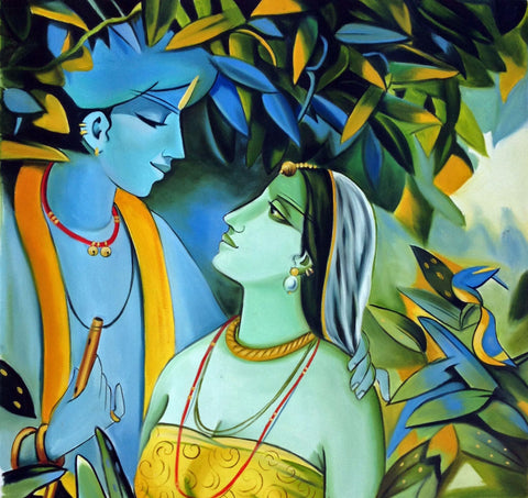Enchanting Krishna with Radha - Canvas Prints