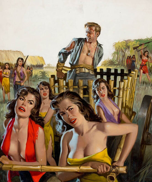 Escape From The Female Hellions Of Lumbok Tai - Wil Hulsey - Pulp Novel Cover Art - Framed Prints