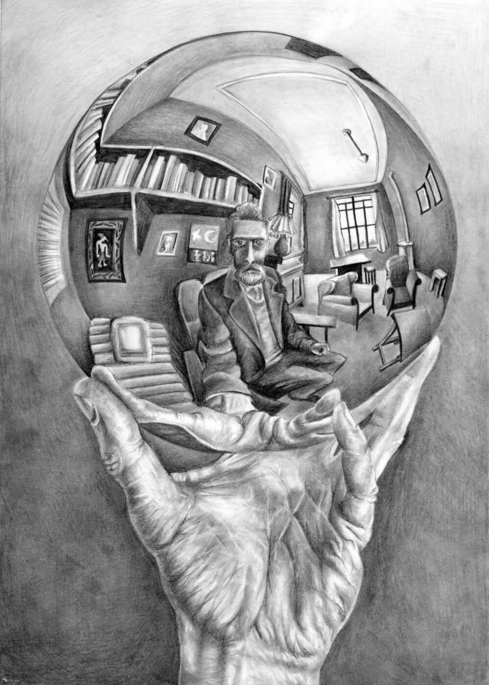 Art, Rare Mc Escher Art Hand With Reflecting Sphere