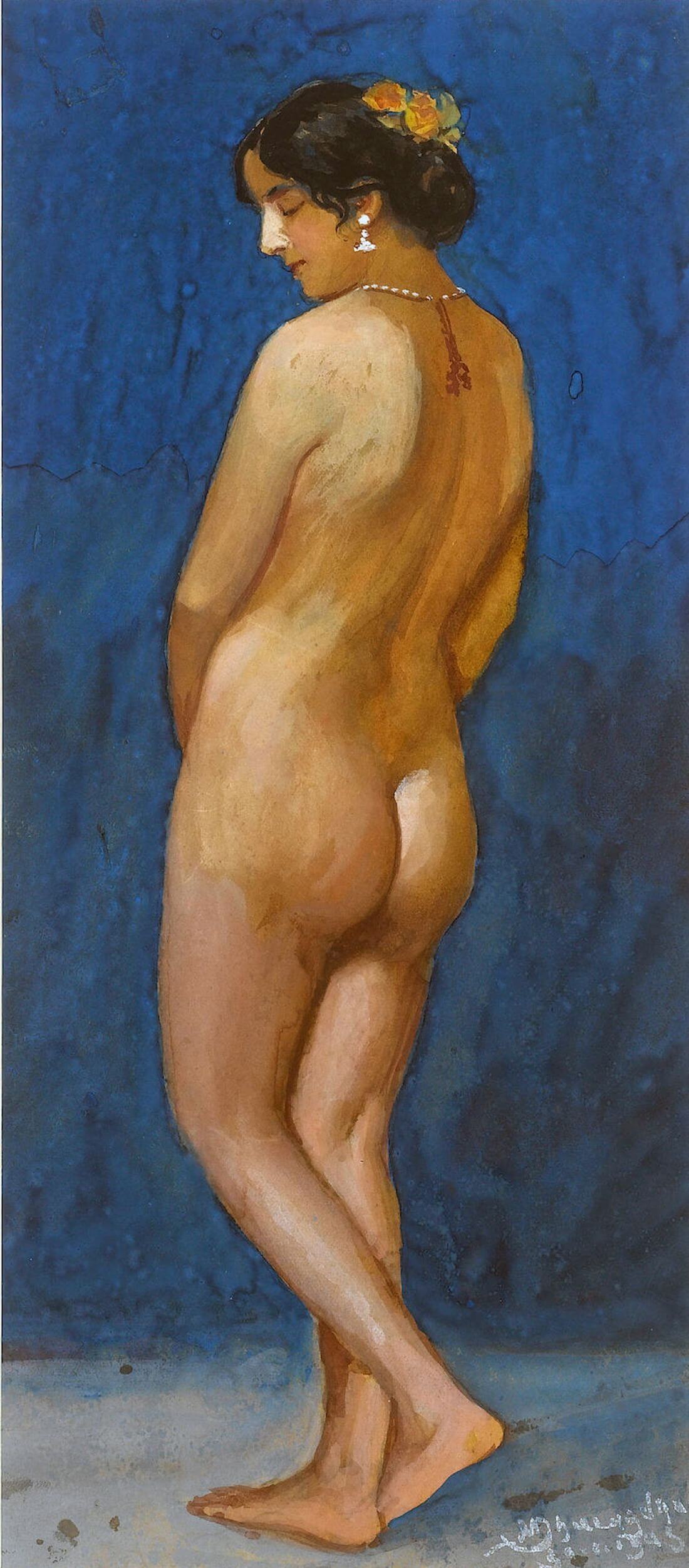 Female (Nude) - Mahadev Viswanath Dhurandhar - Indian Masters Painting