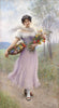 Flower Maiden (Mädchen in Fliederfarbenem) - Eugen De Blaas - Canvas Prints