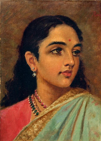 Four Portraits Studies Woman 1 - Framed Prints by Raja Ravi Varma