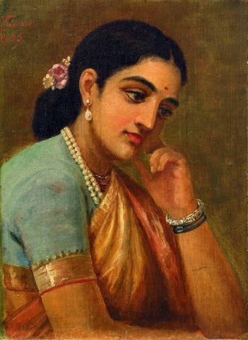 Four Portraits Studies Woman 4 - Framed Prints by Raja Ravi Varma