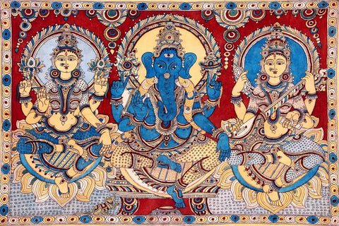 The Great Triad Of Lakshmi Ganesha And Saraswati - Canvas Prints by Tallenge Store