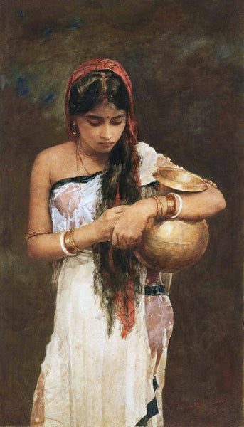 Girl With Water Pot - Hemendranath Mazumdar - Indian Masters Painting - Life Size Posters