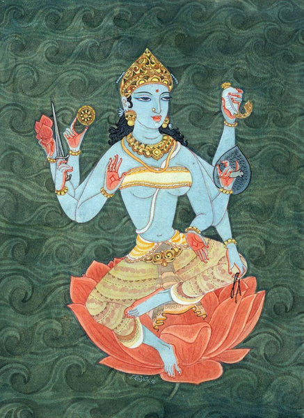 Goddess Vijayalakshmi (One Of Ashtalakshmi) - Indian Painting - Large Art Prints