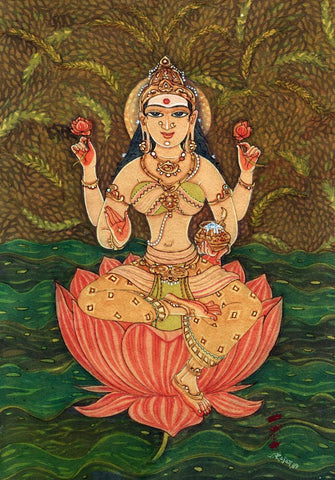 Goddess Annapoorna - S Rajam - Framed Prints by S. Rajam