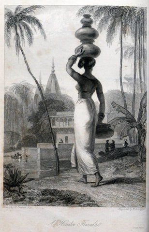 Hindu Woman - William Daniell - Vintage Orientalist Paintings of India - Framed Prints by William Daniell