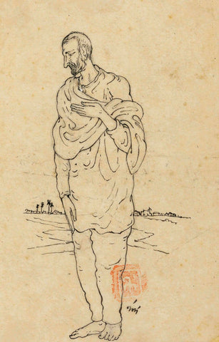 Holy Man - Preparatory Drawing - Nandalal Bose - Bengal School Indian Art Painting - Life Size Posters