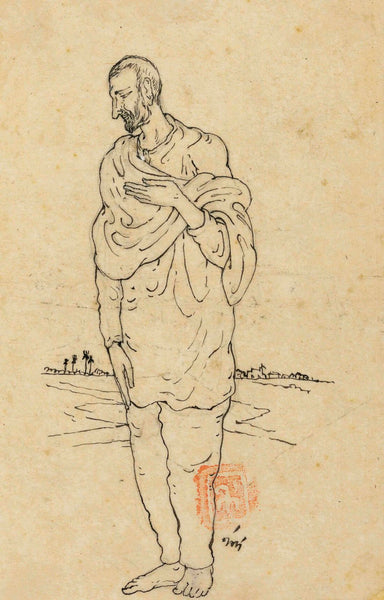 Holy Man - Preparatory Drawing - Nandalal Bose - Bengal School Indian Art Painting - Canvas Prints