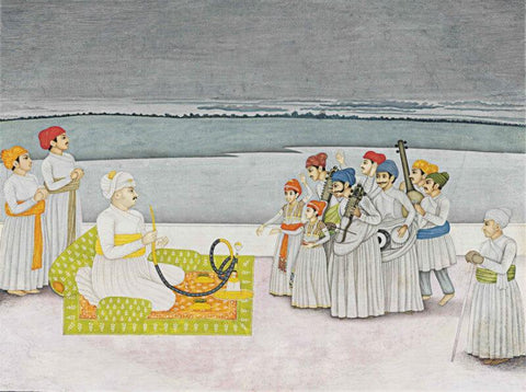 Indian Art - A Prince Entertained by Musicians - Miniature Painting, 1780 - Framed Prints by Tallenge Store