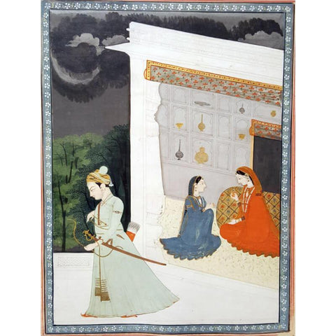 Indian Art - Abhisandhita Nayika- The Dejected Lover -Miniature Painting, Kangra Style, c1800 - Framed Prints by Tallenge Store