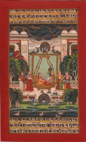 Indian Art - Bundi Palace Painting Handmade Indian Miniature Rajasthani Ragini Folk - Posters
