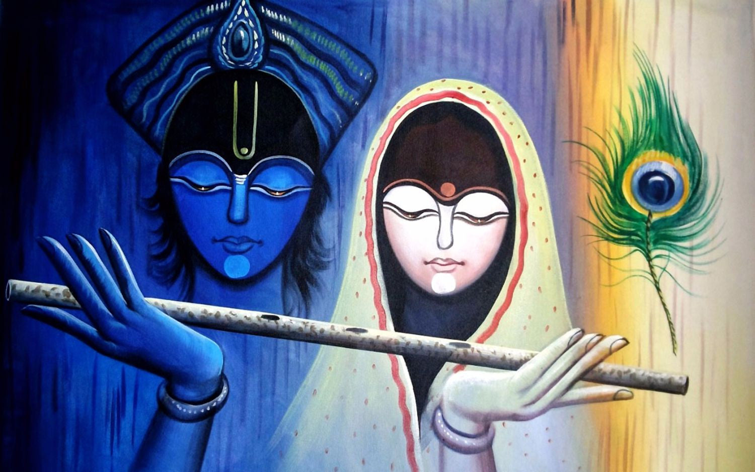 Krishna With Flute Watercolour Painting Hindu India Original - Etsy