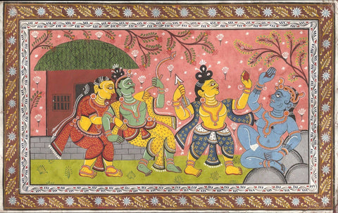 Indian Art from Ramayan - Rajasthani Painting - Rama And Sita - Life Size Posters by Kritanta Vala