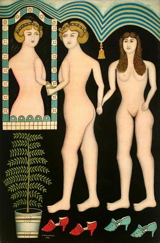 Inseparable Friends - Morris Hirshfield - Folk Art Painting - Life Size Posters by Morris Hirshfield