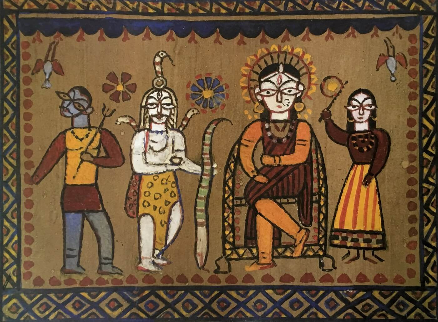 Annapurna And Shiva - Framed Prints by Jamini Roy