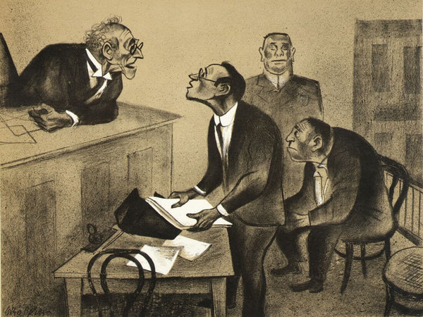 Judge And Lawyer In Courtroom C1953 - William Gropper - Law Office Illustrated Art Painting - Canvas Prints