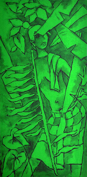 Kalyani In Green (Kerala Folklore Series) - Maqbool Fida Husain Painting - Art Prints