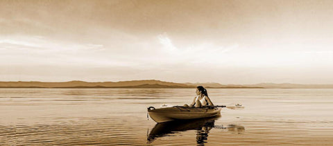 Kayaking in The Ocean - Calm - Sepia - Canvas Prints