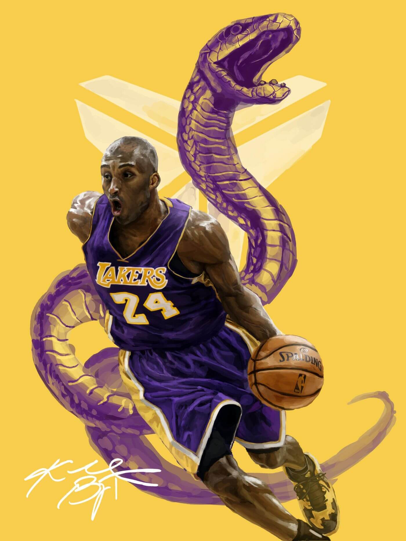 KOBE BRYANT THE BLACK MAMBA Mixed Media by Let Me Draw Your Picture